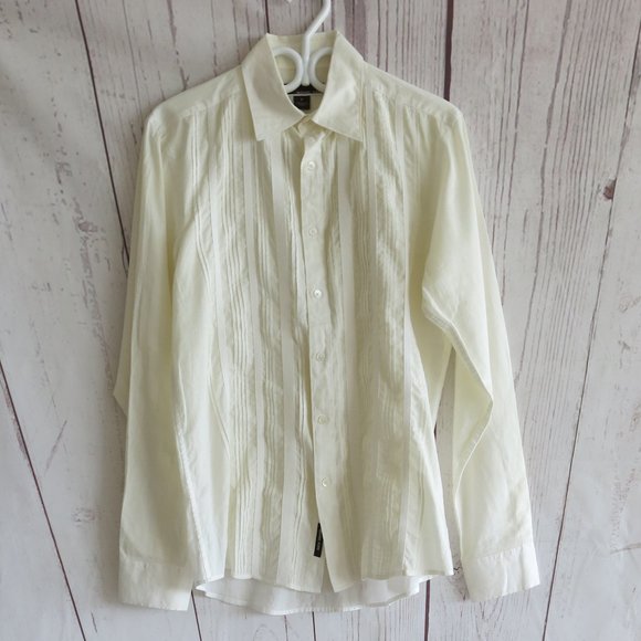 Michael Kors Tailored Fit Pleated Front Button Down Long Sleeve Shirt Size Small - Picture 1 of 9